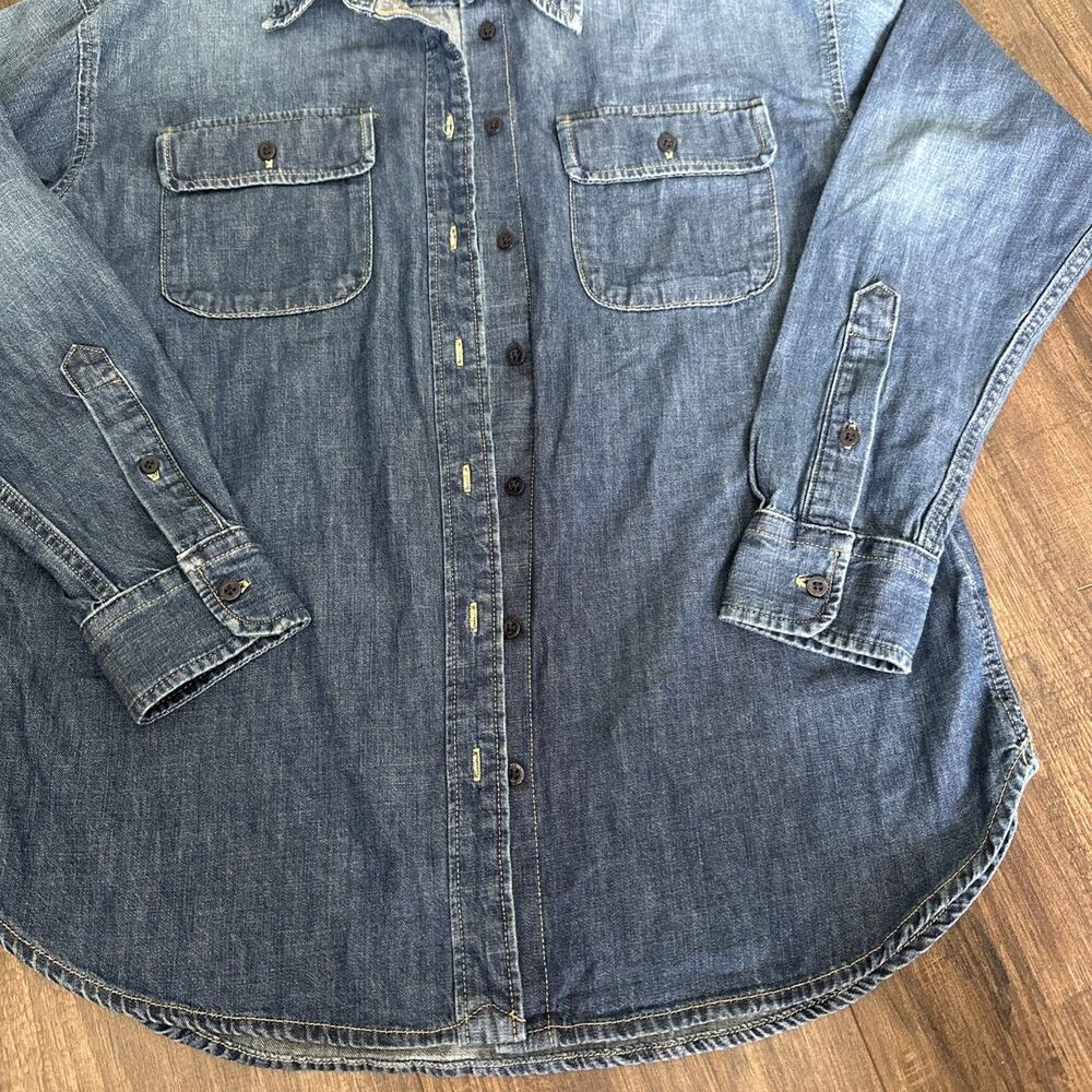 Lauren Ralph Lauren Women's 100% Cotton Denim Shirt Blue Atecco Wash Size XL - Picture 7 of 13